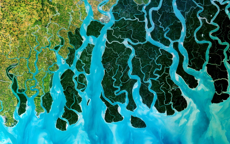 satellite, Bangladesh, the Ganges Delta, India, 1080P, photo