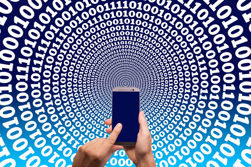 hand, human body part, 5K, one, cyberspace, data, indoors, portable information device, one person, connection, pattern, binary code, null, networking