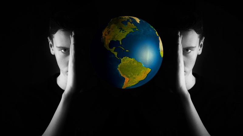 planet earth, environment, sphere, error, bipolar, thought, globe - man made object, artificial, space, body part, nature, world, adult, think, indoors