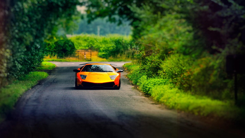 murcielago, summer road, summer, lamborghini, 1080P, lamborghini murcielago, car, road, the car, orange