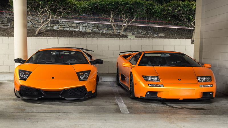 mode of transportation, plant, road, car, no people, yellow, built structure, Lamborghini Diablo, day, orange, street, city, outdoors, parking, transportation