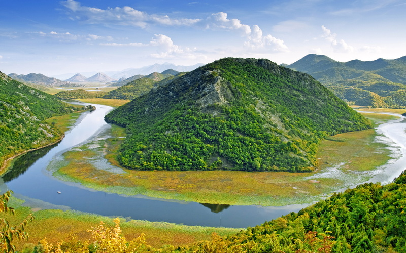 cetinje, sea, river, tranquil scene, km, cloud - sky, mountain range, flowing water, beauty in nature, outdoors, green color, montenegro, mobile, sky,