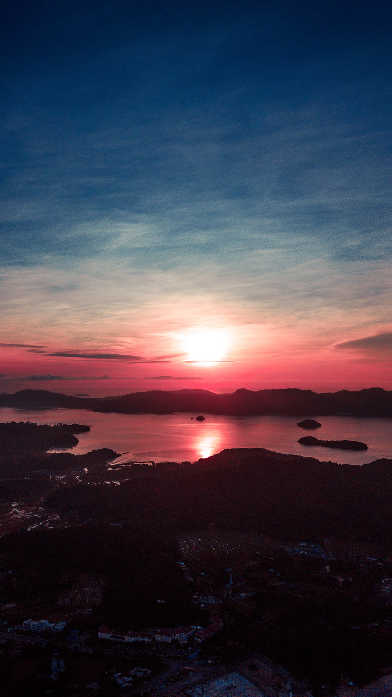  sea, sun, no people, water, cloud - sky, langkawi, malaysia, orange color, silhouette, sunset, beach, dramatic sky, 4K, travel, scenics - nature