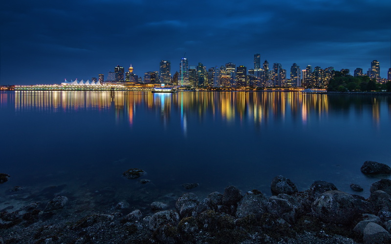 2K, dusk, Stanley Park, the city, Vancouver, panorama