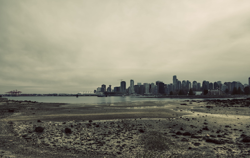 dirty, canada, urban, cityscape, sky, crane, office building exterior, building exterior, beach, stanley park, water, city, built structure, nature, cloud - sky