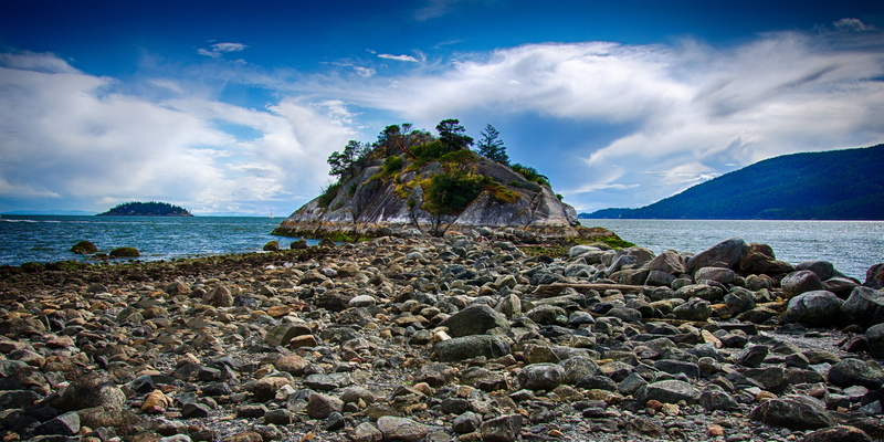 black rock, Whytecliff Park, Oceanfront, Shoreline, rock, scenics, travel, Wide Angle, Canada, North Shore, Islet, Nature  Tourism, Rock  Bridge, Path