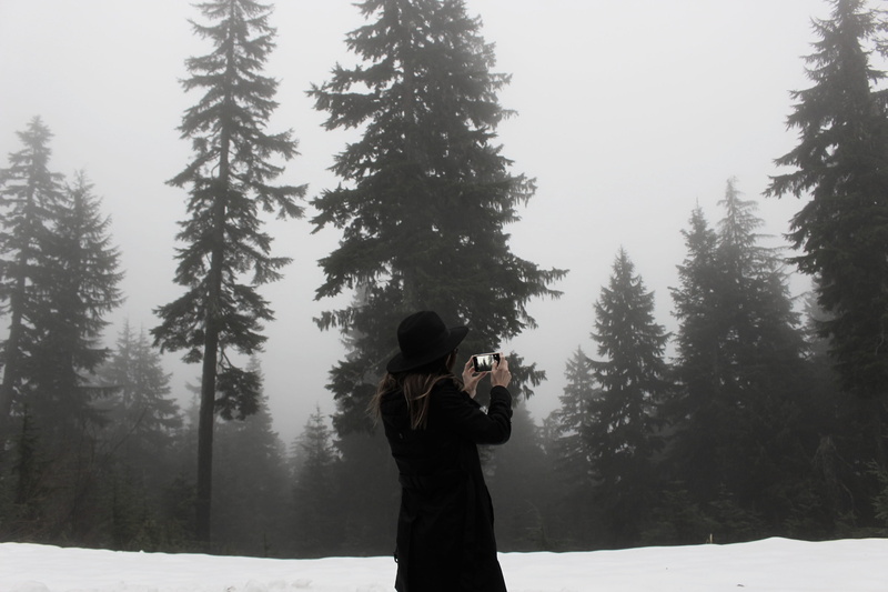 winter, standing, fog, picture, photo, photographing, west vancouver, ominous, digital camera, one person, outdoors, technology, female, girl, 2K, canada