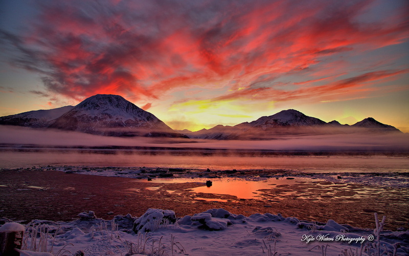 cook, 1080P, landscape, photograph, twilight, inlet, sunset, alaska