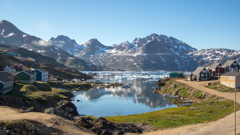 boat, arctic, mountain, scenics - nature, landscape, outdoors, greenland, winter, bay, summer, sea, water, travel, snowcapped mountain, building exterior