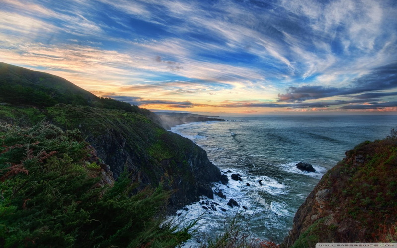 cliffs, 1080P, inlet, view, nature and landscapes, sky, ocean, spectacular, shore