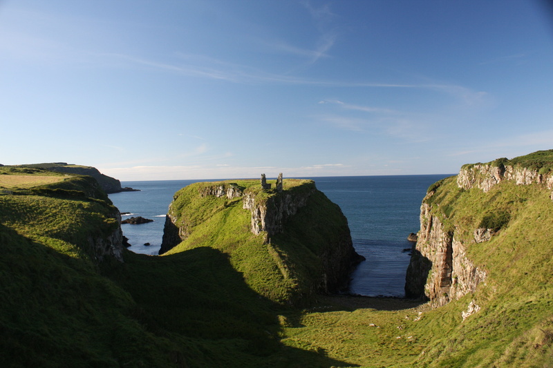 dunseverick, day, coastline, angle, cliff, ruin, sky, travel destinations, land, rock formation, scenics - nature, northern ireland, rock, photo, sea, outdoors