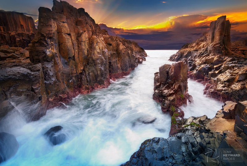 landscape, 720P, rock - Object, sunset, NSW, mountain, dawn, outdoors, scenics, sorounded, rock mountain, water, cliff, destination, inlet, body, nature