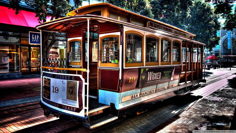 stores, 1080P, cars, san, tracks, hdr, trolley, francisco