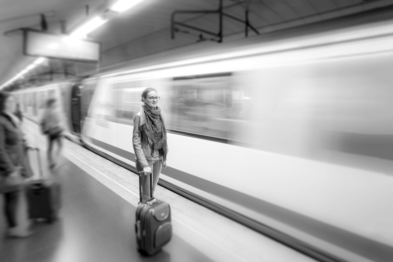on the move, holding, leaving, speed, journey, girl, travel, railway, trip, long exposure, mode of transportation, bag, 2K, portrait, railroad station