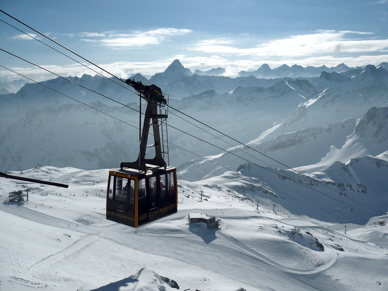 blue, european Alps, the nebelhorn, scenics - nature, cable car, cold - Temperature, ski Lift, Panorama, 2K, mountain Range, nature, sky, tranquility