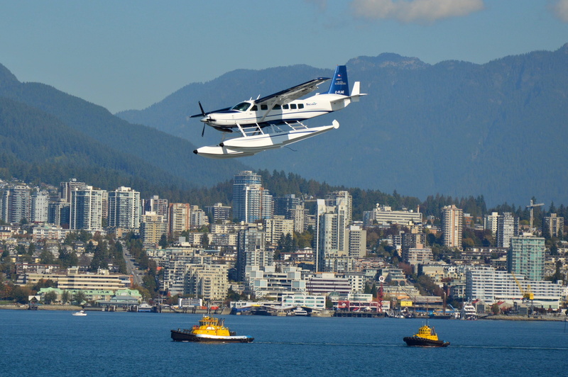 water, north vancouver, view, sailboat, built structure, skyline, landing, sky, yacht, outdoors, city, architecture, seaplane, financial district, skyscraper