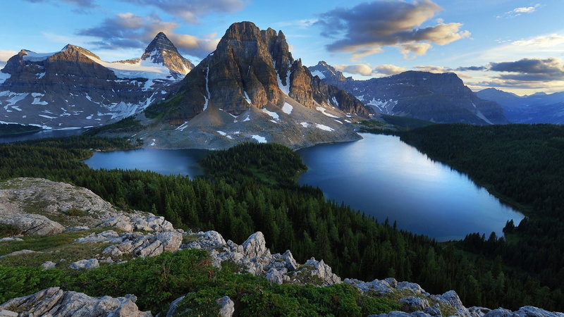 blue, beauty in nature, 1080P, mountain peak, green, clouds, summer, daytime, mountain, British Columbia, formation, rock, landscape, cloud - sky, forest