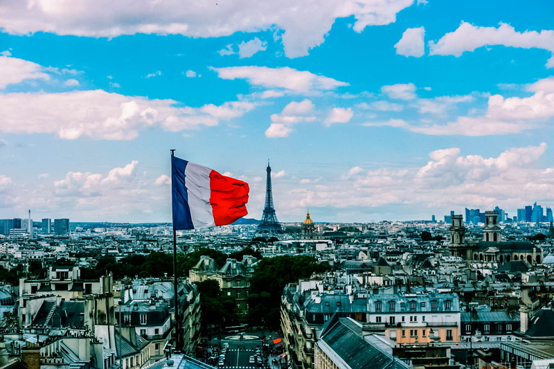 cityscape, red, nature, histoire, 1080P, panthéon, architecture, drapeau, office building exterior, top, paris, roof, cloud - sky, france, toit, skyscraper