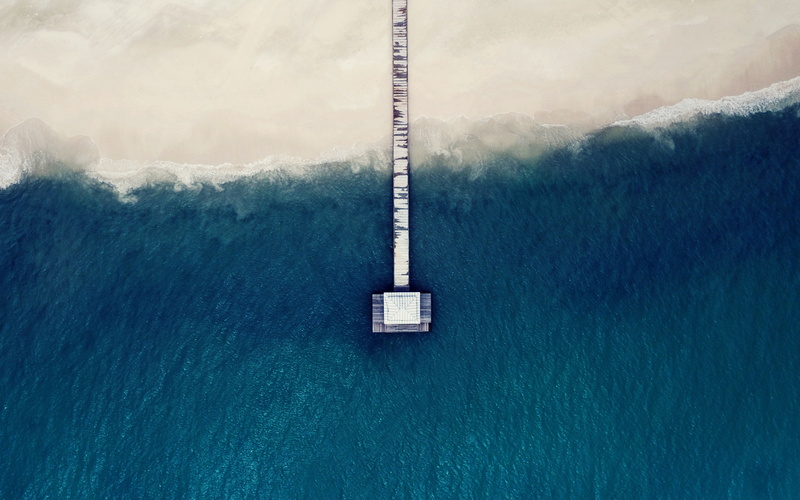 sea, wave, the view from the top, shore, pierce, beach, roof, 2K, the bridge