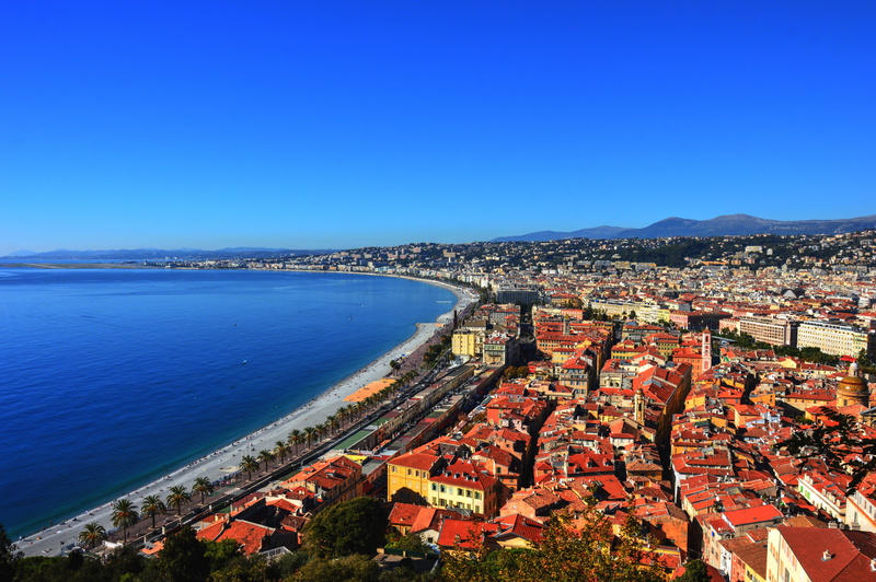 côte dazur, buildings, tourism, water, day, building exterior, aerial View, cityscape, promenade des anglais, sky, scenics - nature, urban Scene, photography