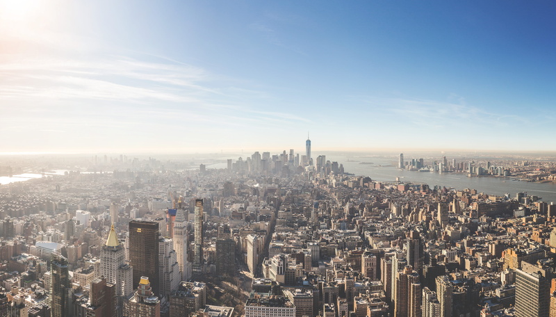 sky, cityscape, nature, crowd, skyline, manhattan, built structure, water, blue sky, building, surrounded, skyscraper, rise, skyscaper, aerial view, empire state of building