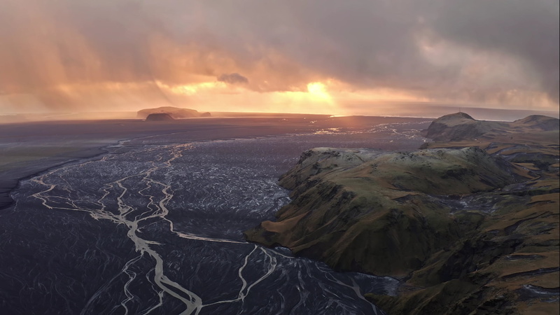 Iceland, 4K, 1080P, mountains, ocean view, Currents, sunlight