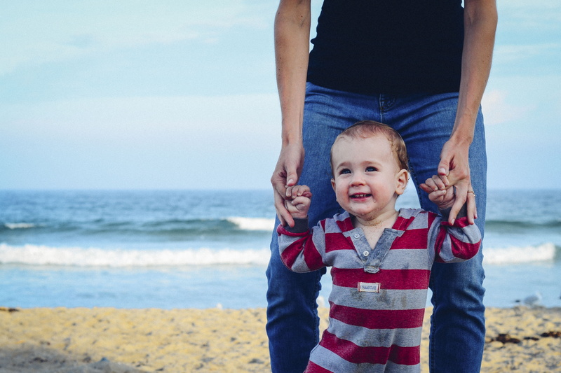 looking at camera, men, boys, vacation, father, kid, sand, people, trip, child, water, day, summer, lifestyles, positive emotion, holiday, striped, caucasian Ethnicity