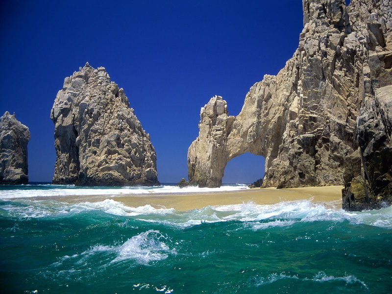 san, sky, Arco, el, motion, day, sea, outdoors, stack rock, nature, eroded, 720P, beach, beauty in nature, rock - object, wave, water, scenics - nature
