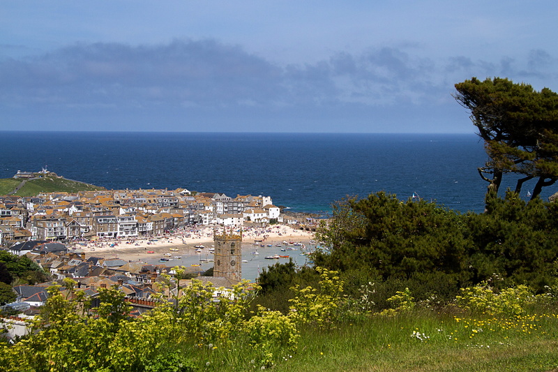 travel destinations, building, cornwall, beach, architecture, sea, st ives, nature, Gland, Coast, Cornwall, city, 4K, no people, built structure, sky