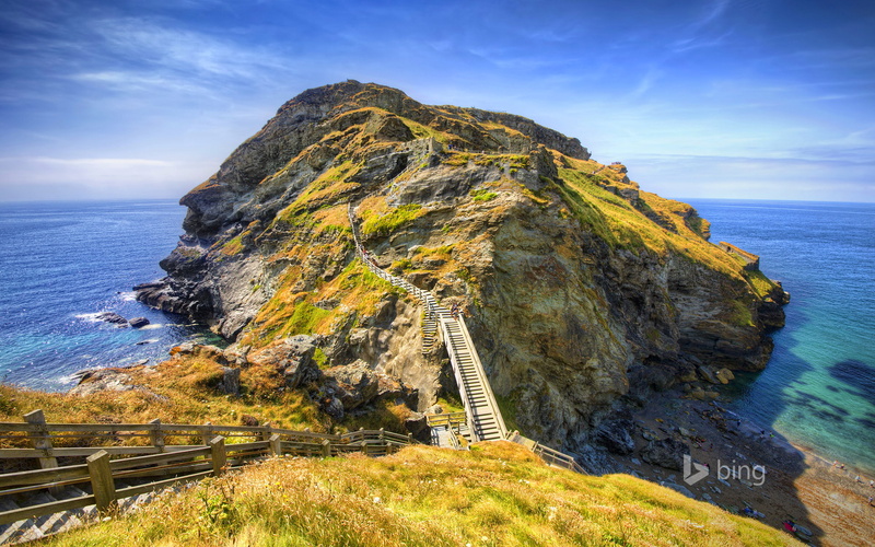 sea, 1080P, rock, Cornwall, England, Tintagel
