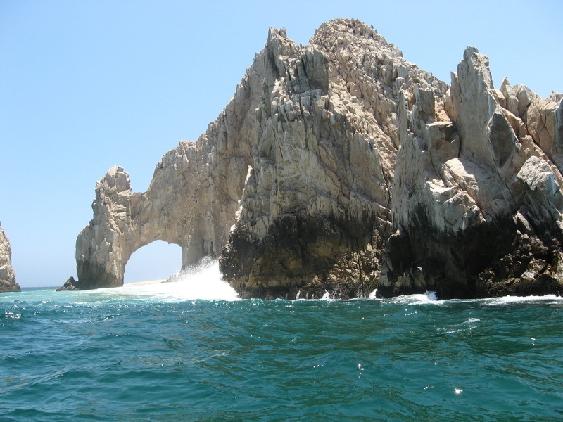 rock - object, beauty in nature, arch, travel, formations, outdoors, pacific, idyllic, day, clear sky, stack rock, lucas, LandS End, formation, turquoise colored