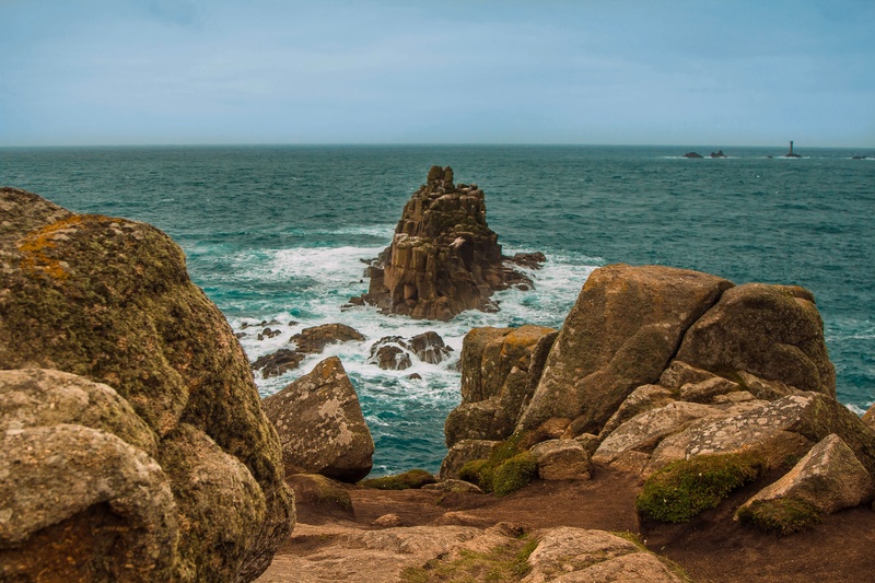 stack rock, tranquility, eroded, land, tranquil scene, horizon, rock, solid, 5K, beauty in nature, day, water, rocky coastline, sea, nature, ocean, beach