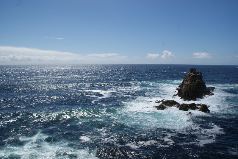 scenics, motion, england, rocky coastline, body, blue sky, surf, scenics - nature, nature, sky, sea, tranquility, photography, solid, blue, horizon, lands end