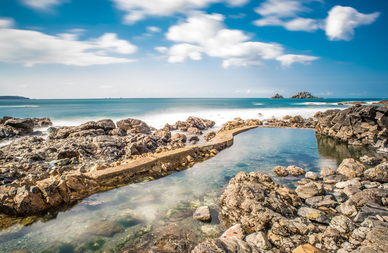 sky, cloud - sky, StJust, visit, idyllic, Vacation, rocky coastline, Trip, Nature, Isle, seawater, tourism, day, unitedkingdom, longexposure, rock - object