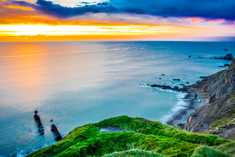 1080P, landscape, cliff, photography, dark, Sunset, beach, Bude, water, United Kingdom, nature, sony a7, uk, coastline, grass, sea, Cornwall, travel, united