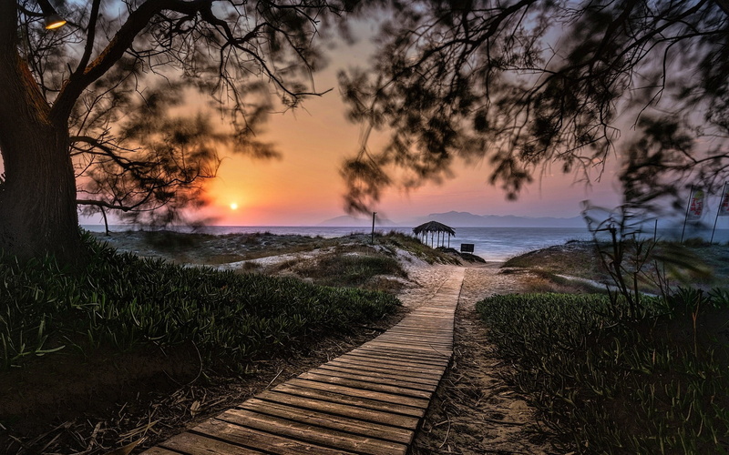 island, 1080P, shrubs, Greece, cloud - sky, beach, marram grass, grass, nature, sand, land, footpath, beauty in nature, body, the way forward, tranquility