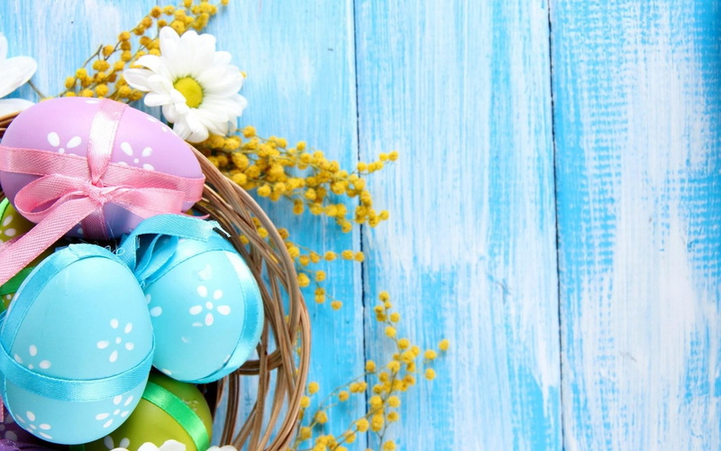 camomile, 720P, eggs, easter, spring, flowers