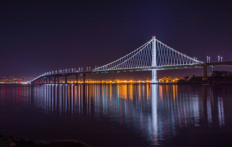 skyscraper, suspension bridge, oresund, bridge - man made structure, water, sky, office building exterior, travel, city, denmark, dark, night, nature, built structure