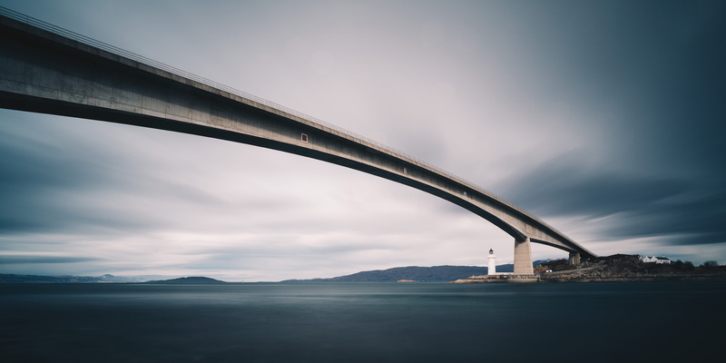 transportation, bridge - man made structure, outdoors, sky, travel destinations, long exposure, dark, bridge, island, landscape, crossing, skye, cloud - sky