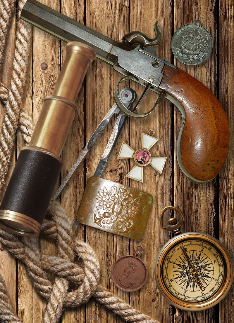 cross, russia, rope, choice, equipment, pistol, spyglass, history, buckle with eagle, indoors, gold, composition, for design, 18th century, decoration