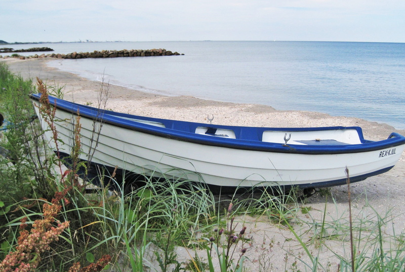 boot, rowboat, sand, mode of transportation, beach, transportation, horizon over water, moored, grass, nautical Vessel, tranquility, tranquil scene, landscape