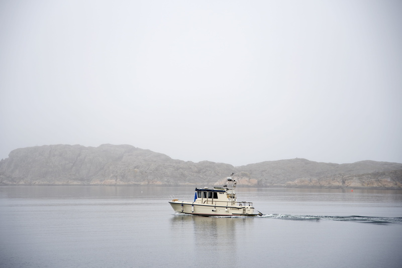 skärhamn, beach, copy space, tranquil scene, mist, the kattegat, nautical vessel, water, sweden, mode of transportation, no person, bay, boat, cliffs, motor boat