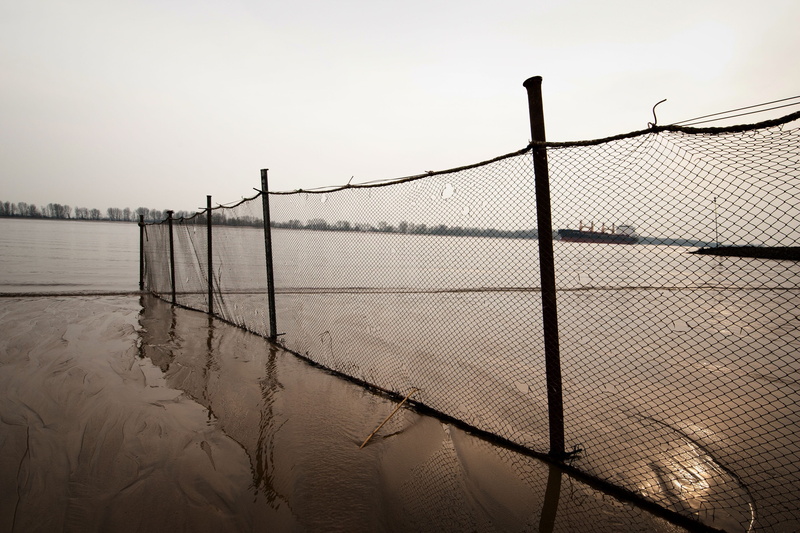 waters, sky, sunset, barrier, safety, clear sky, tranquility, tranquil scene, water, fence, no people, scenics - nature, security, wooden post, 4K, outdoors