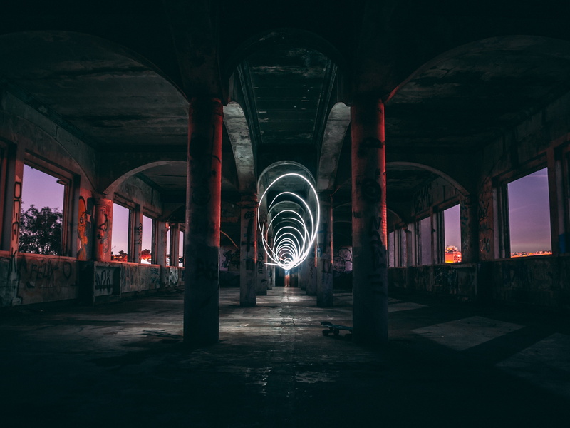 vanishing Point, tunnel, arch, day, red, urban Scene, dark, 2K, underpass, light, road, old, construction Industry, light - Natural Phenomenon, spooky