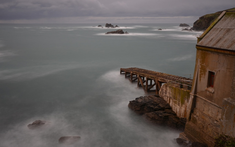 1080P, ramp, seashore, rocks, stones, nature, daytime, building, ocean, hd