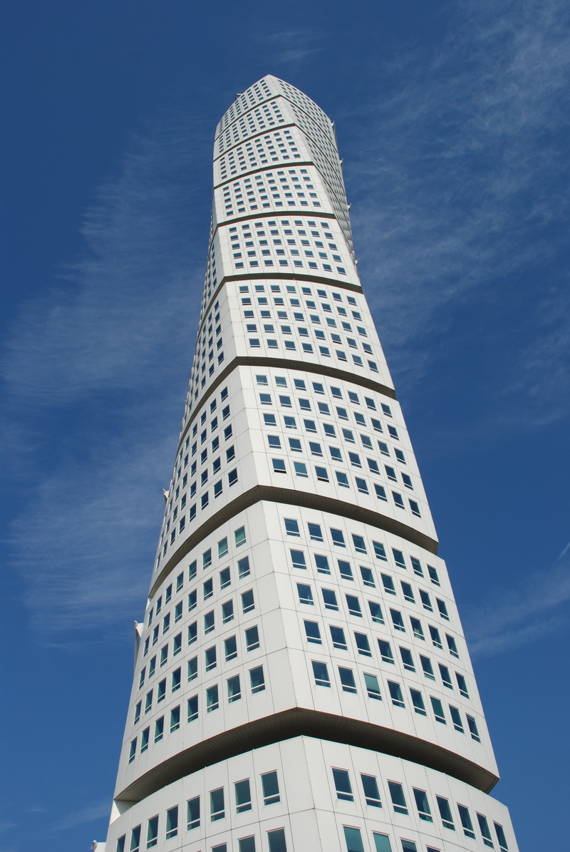 cloud - sky, 4K, angle, photo, tall - high, nature, skåne, tourism, sky, blue, torso, skyscraper, turning, low angle view, twist, white, architecture