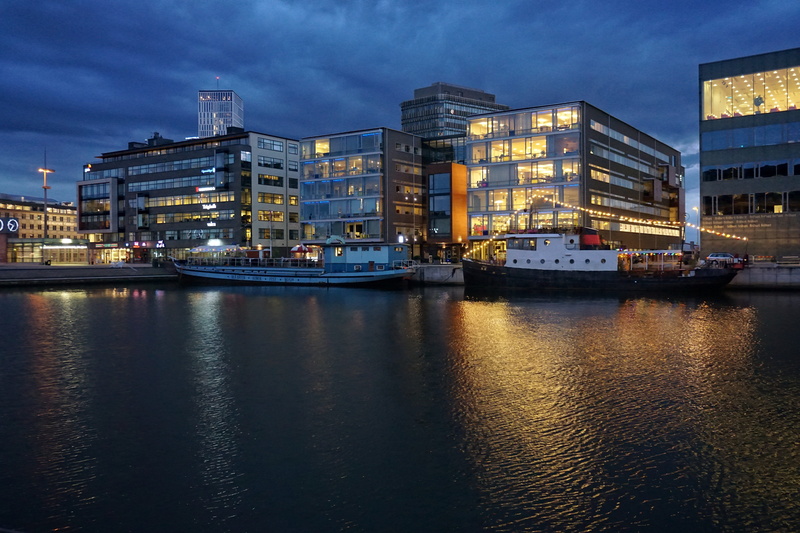outdoors, city, malmö, sea, sky, twilight, evening, dusk, mode of transportation, port, illuminated, built structure, transportation, night, mirroring