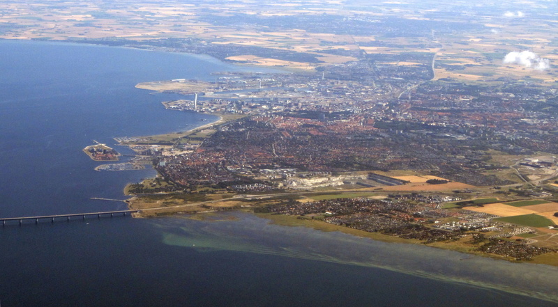 outdoors, Aerial View, Malmo, coastline, public domain, full, high Angle View, color Image, landscape, sweden, beach, waterfront, water, cityscape, environment