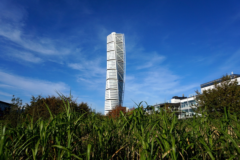 factory, tree, tall - high, landmark, sky, ribersborg, growth, 5K, plant, malmö, no people, blue, turning, nature, twist, outdoors, office building exterior