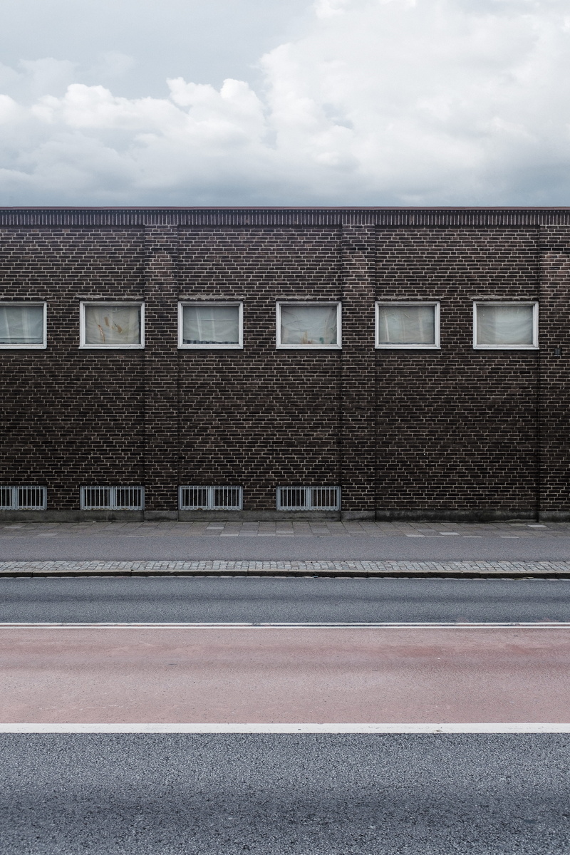absence, street, architecture, built structure, malmö, no people, industrial, brick wall, road, day, sweden, city, vent, sky, brown, outdoors, asphalt